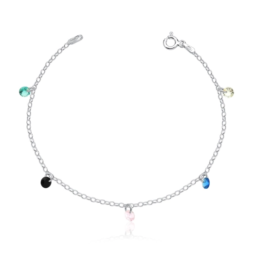 Pulseira Feminina de Prata 925 Redondo Colorido Produto Pulseira Feminina de Prata 925 Redondo Colorido