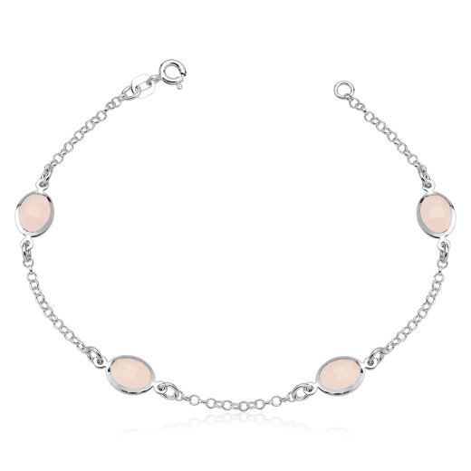 Produto Pulseira Feminina de Prata 925 Gota Rosa Claro