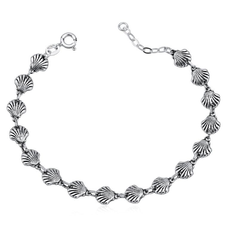 Produto Pulseira conchas do mar bali prata 925 envelhecida
