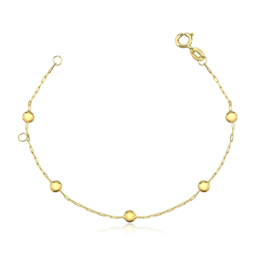 Produto Pulseira bolinha de ouro 18k elo cadeado 18cm feminina