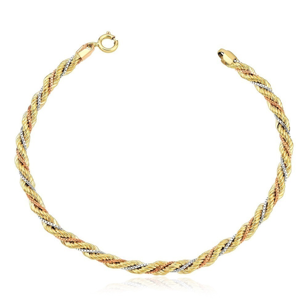 Produto Pulseira de Ouro 18k Cordão Baiano Tricolor