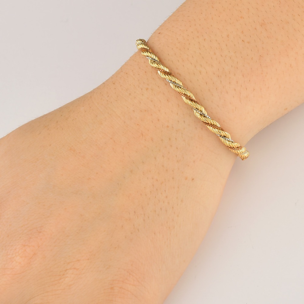 Produto Pulseira de Ouro 18k Cordão Baiano Tricolor