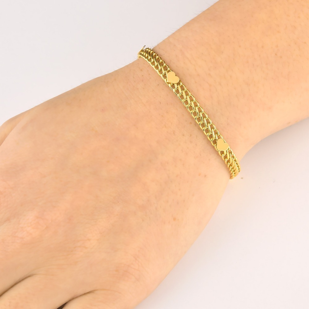 Produto Pulseira de Ouro 18k Feminina Lacraia com Coração
