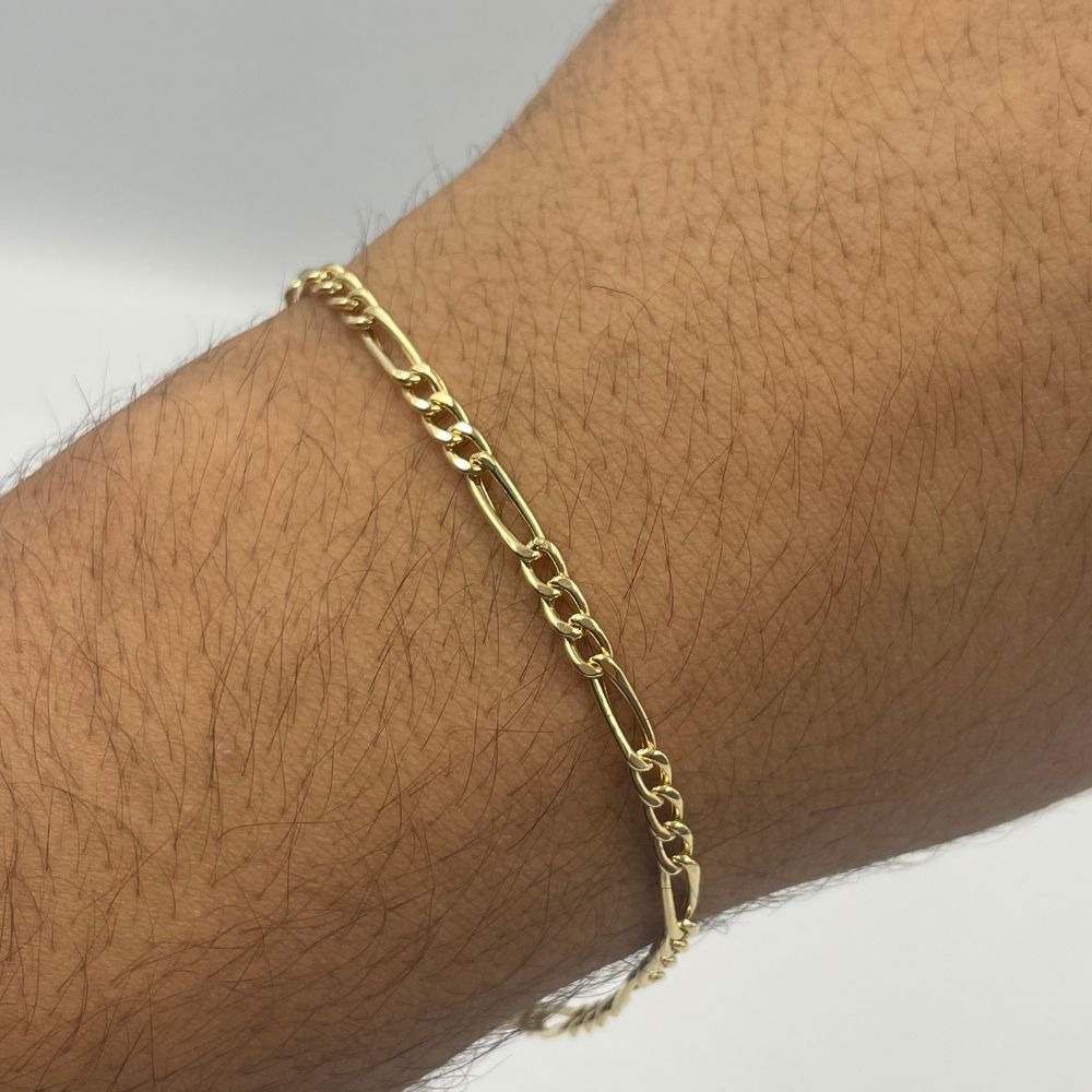 Produto Pulseira de Ouro 18k Grumet 3x1 com 3mm