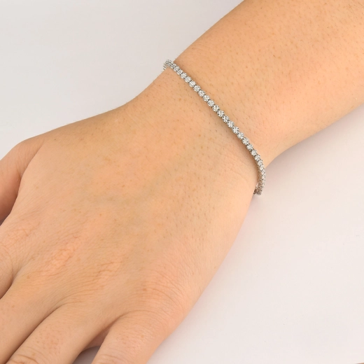 Produto Pulseira riviera de ouro branco 18k com diamantes de 1pts
