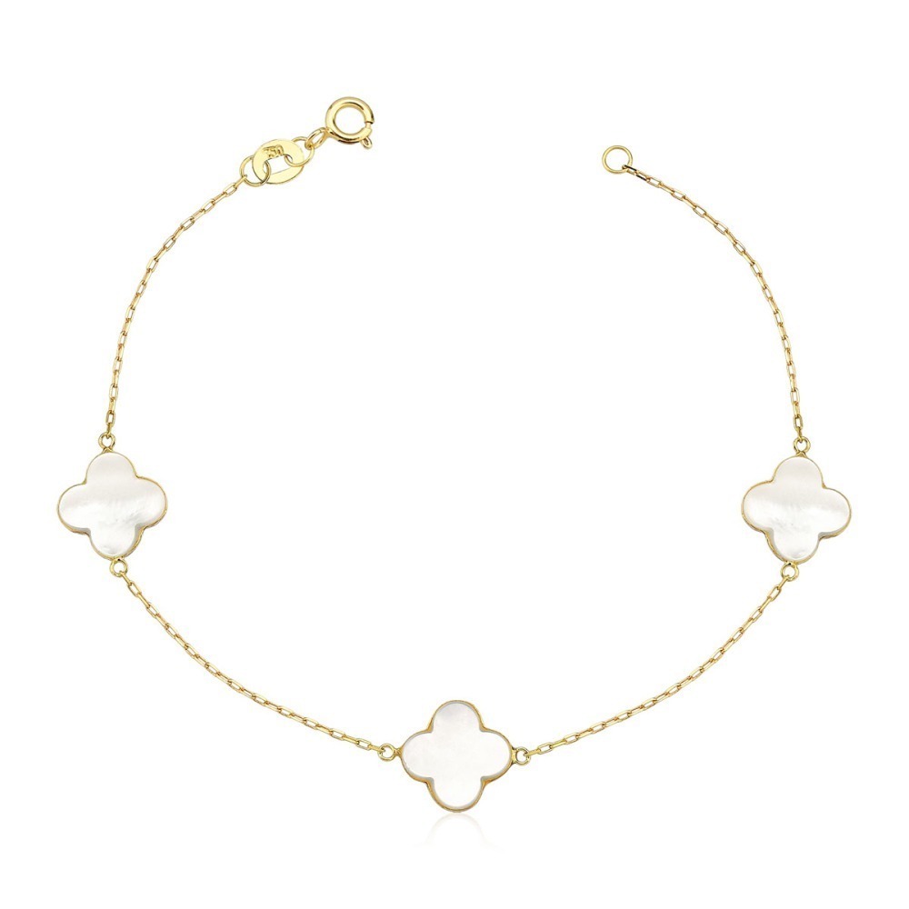 Produto Pulseira de Ouro 18k Trevos com 1cm e 18cm