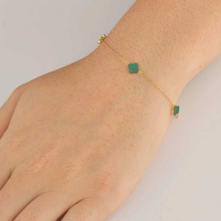 Pulseira de Ouro 18k Trevos com 6mm e 18cm Produto Pulseira de Ouro 18k Trevos com 6mm e 18cm