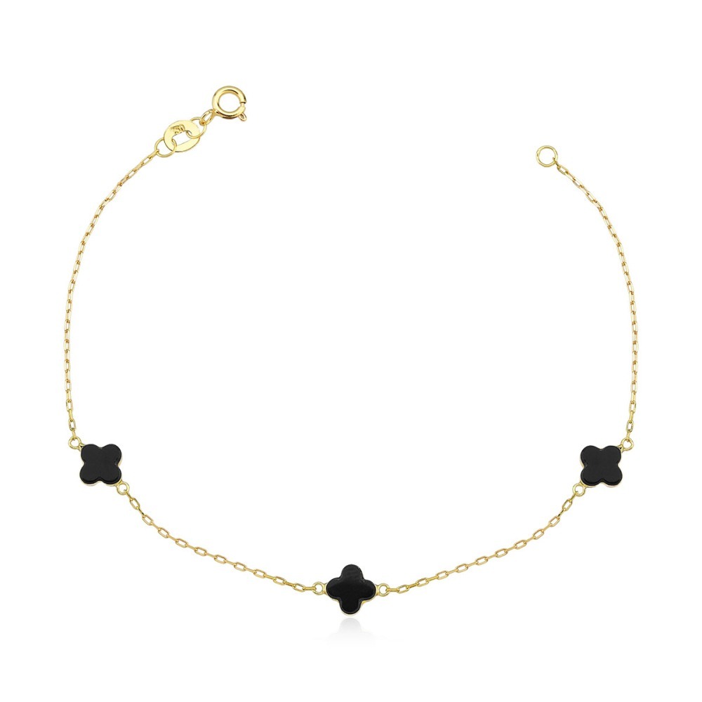 Pulseira de Ouro 18k Trevos com 6mm e 18cm Produto Pulseira de Ouro 18k Trevos com 6mm e 18cm