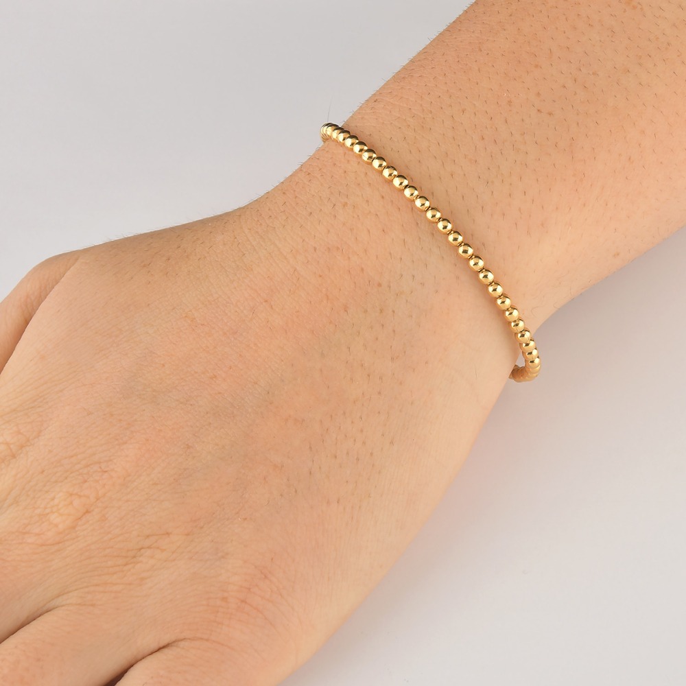 Produto Pulseira de Ouro Feminina com Bolinhas de 3mm