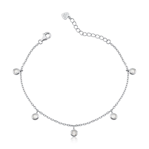 Produto Pulseira de prata 925 com banho de ródio - Zircônias Pendentes