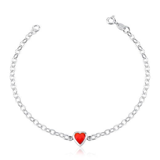 Produto Pulseira feminina de prata 925 coração vermelho | Aqua Joias