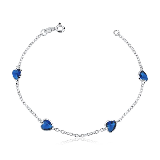 Pulseira prata 925 feminina coração azul marinho Produto Pulseira prata 925 feminina coração azul marinho
