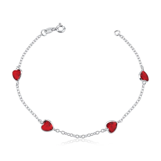 Produto Pulseira coração com zircônia vermelha prata 925