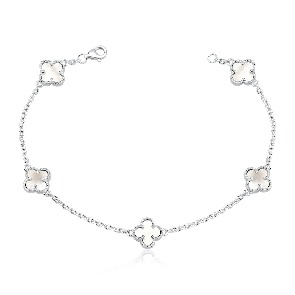 Produto Pulseira de Trevos em Prata 925 com 20cm