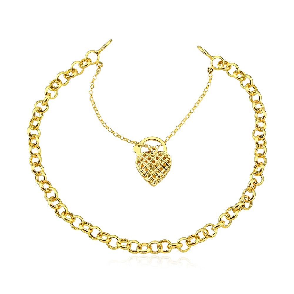 Produto Pulseira elo Português em Ouro 18k com fecho de Coração