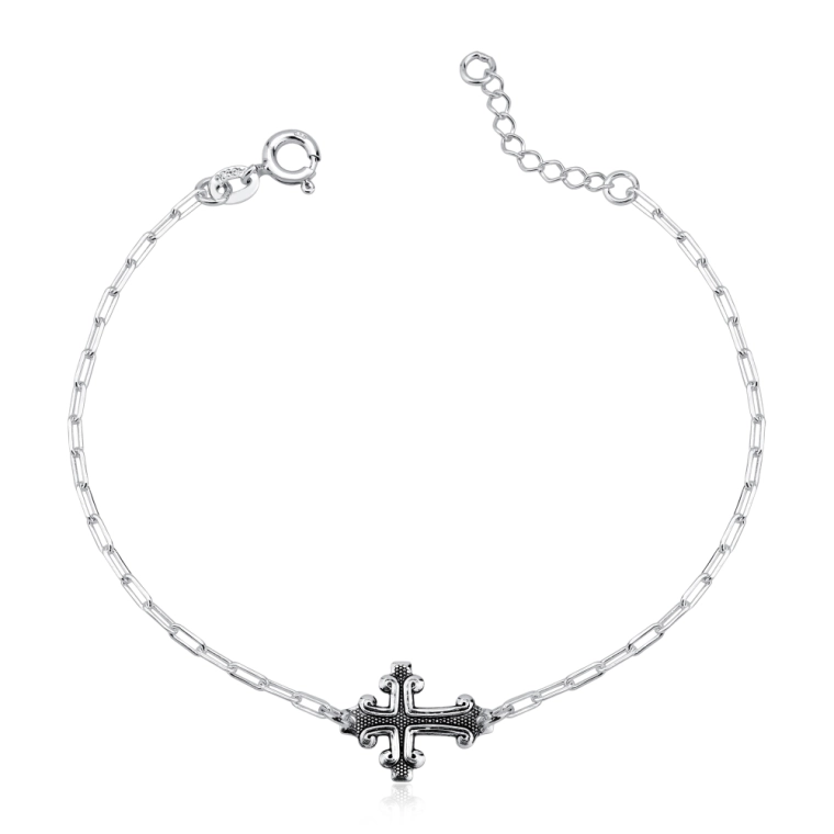 Produto Pulseira elo quadrado cruz bali - prata 925