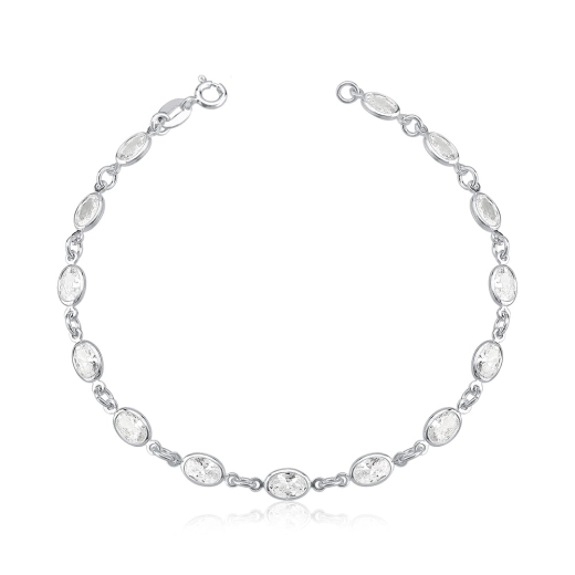 Produto Pulseira feminina de prata 925 com zircônias ovais
