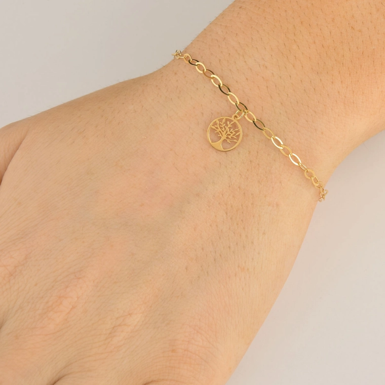 Produto Pulseira Feminina de Ouro 18k Árvore da Vida