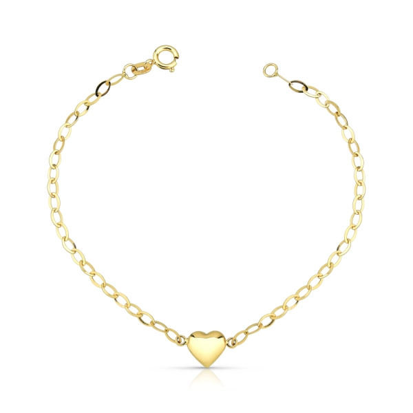 Produto Pulseira Feminina de Ouro 18k Coração Abaulado