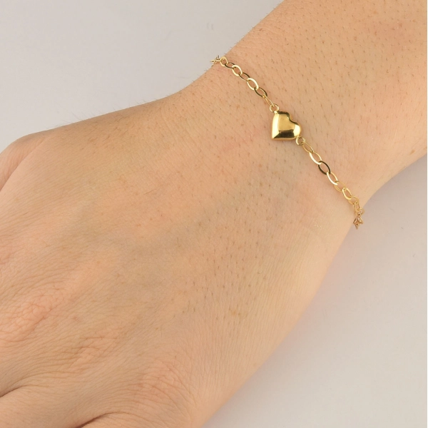 Produto Pulseira Feminina de Ouro 18k Coração Abaulado