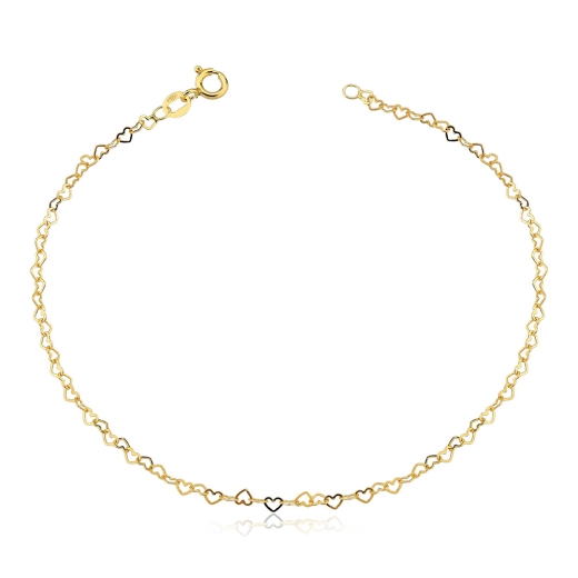 Pulseira feminina ouro 18k elos coração Produto Pulseira feminina ouro 18k elos coração