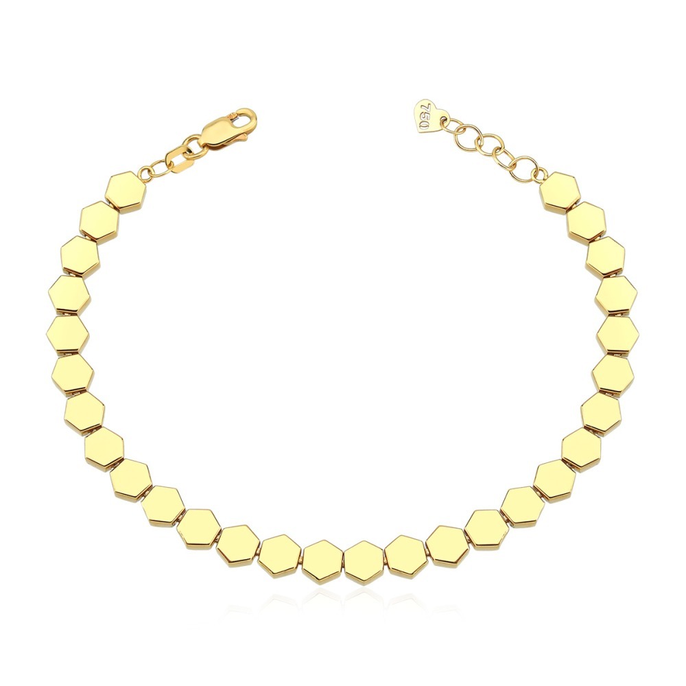 Produto Pulseira Feminina de Ouro 18k Hexagonos Lisos