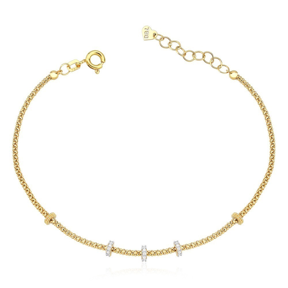 Produto Pulseira Feminina de Ouro 18k Nó com Diamantes