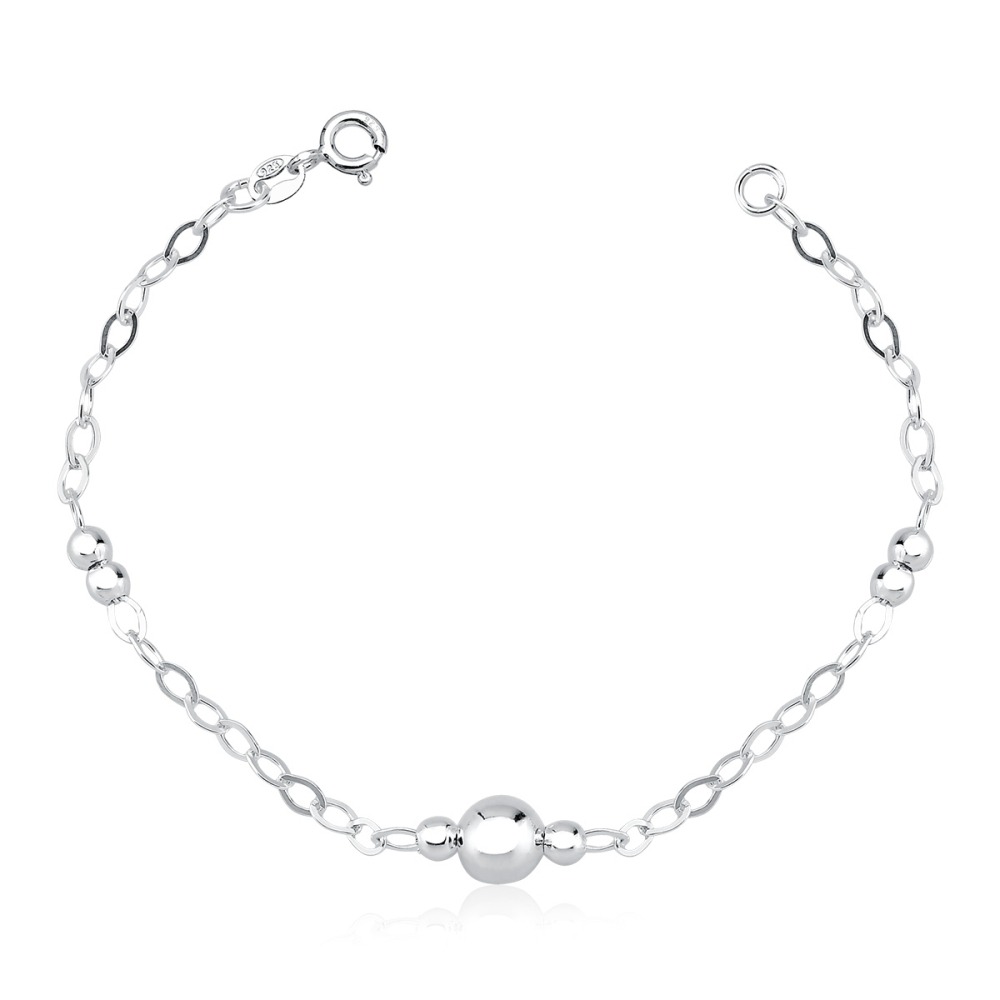 Produto Pulseira Feminina de Prata 925 Bolinhas 3mm e 7mm