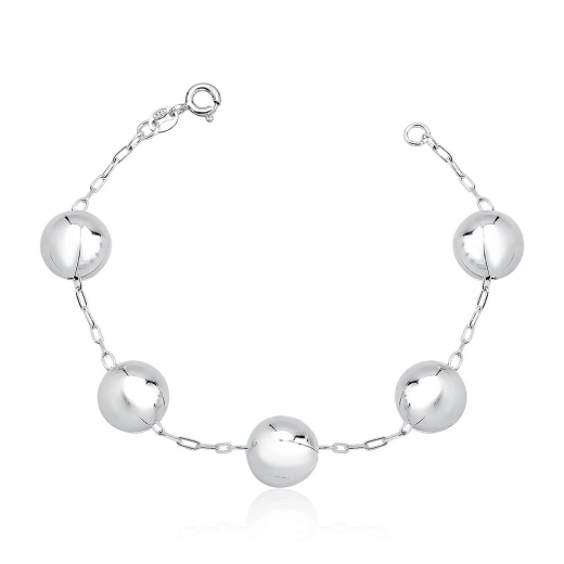 Produto Pulseira Feminina de Prata 925 Bolinhas com 9mm
