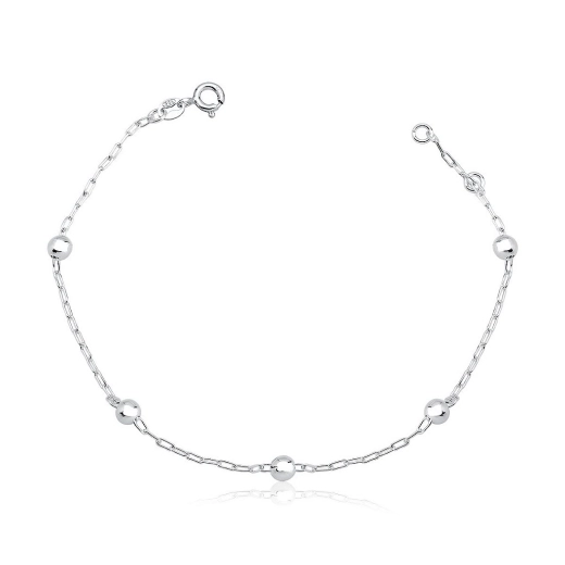 Produto Pulseira Feminina de Prata 925 Bolinhas com 4mm