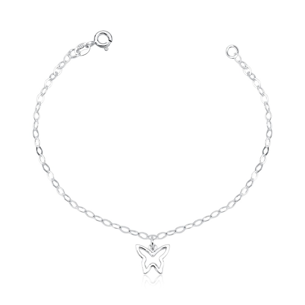 Produto Pulseira Feminina de Prata 925 Borboleta Vazada pendente