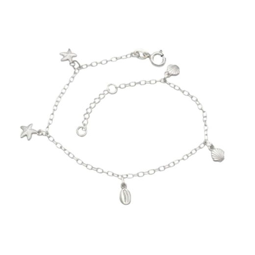 Pulseira Feminina de Prata 925 Buzio Concha e Estrela do Mar Produto Pulseira Feminina de Prata 925 Buzio Concha e Estrela do Mar
