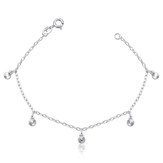 Produto Pulseira de prata 925 círculos diamantados 18cm