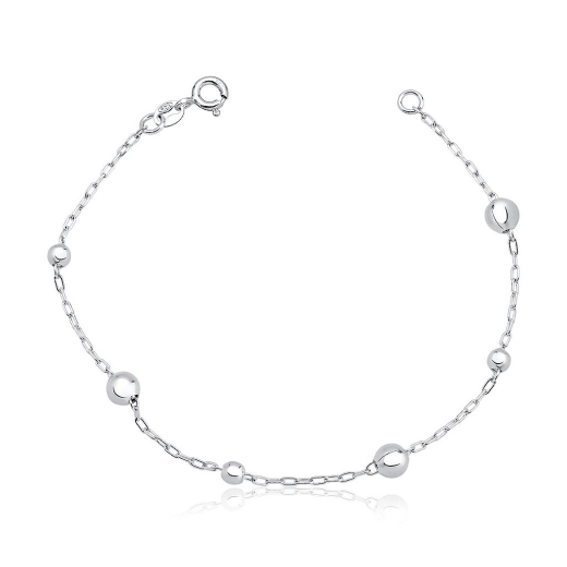 Produto Pulseira Feminina de Prata 925 com Bolinhas Alternadas 3mm e 5mm