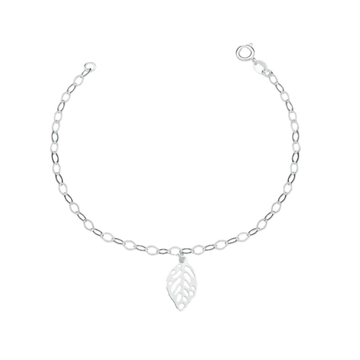 Pulseira Feminina de Prata 925 com Folha pendente Produto Pulseira Feminina de Prata 925 com Folha pendente