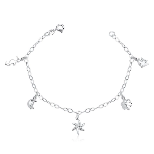 Produto Pulseira Feminina de Prata 925 com Pingentes