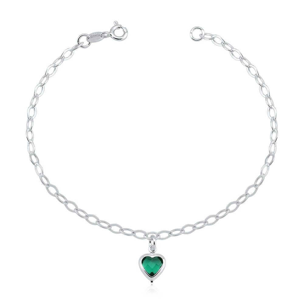 Pulseira Feminina de Prata 925 Coração Pendente Produto Pulseira Feminina de Prata 925 Coração Pendente