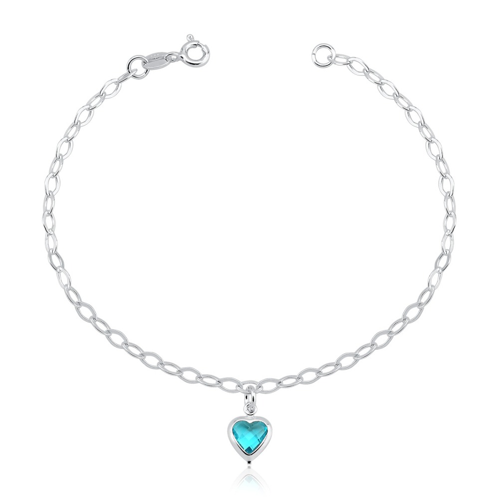 Pulseira Feminina de Prata 925 Coração Pendente Produto Pulseira Feminina de Prata 925 Coração Pendente