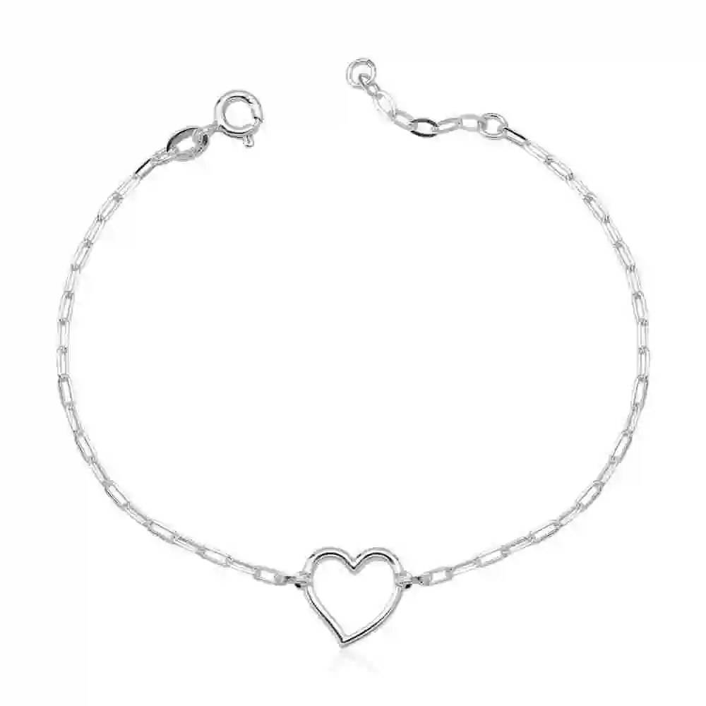 Produto Pulseira Feminina de Prata 925 Coração Vazado
