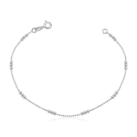 Produto Pulseira Feminina de Prata 925 Diamantada com Bolinhas