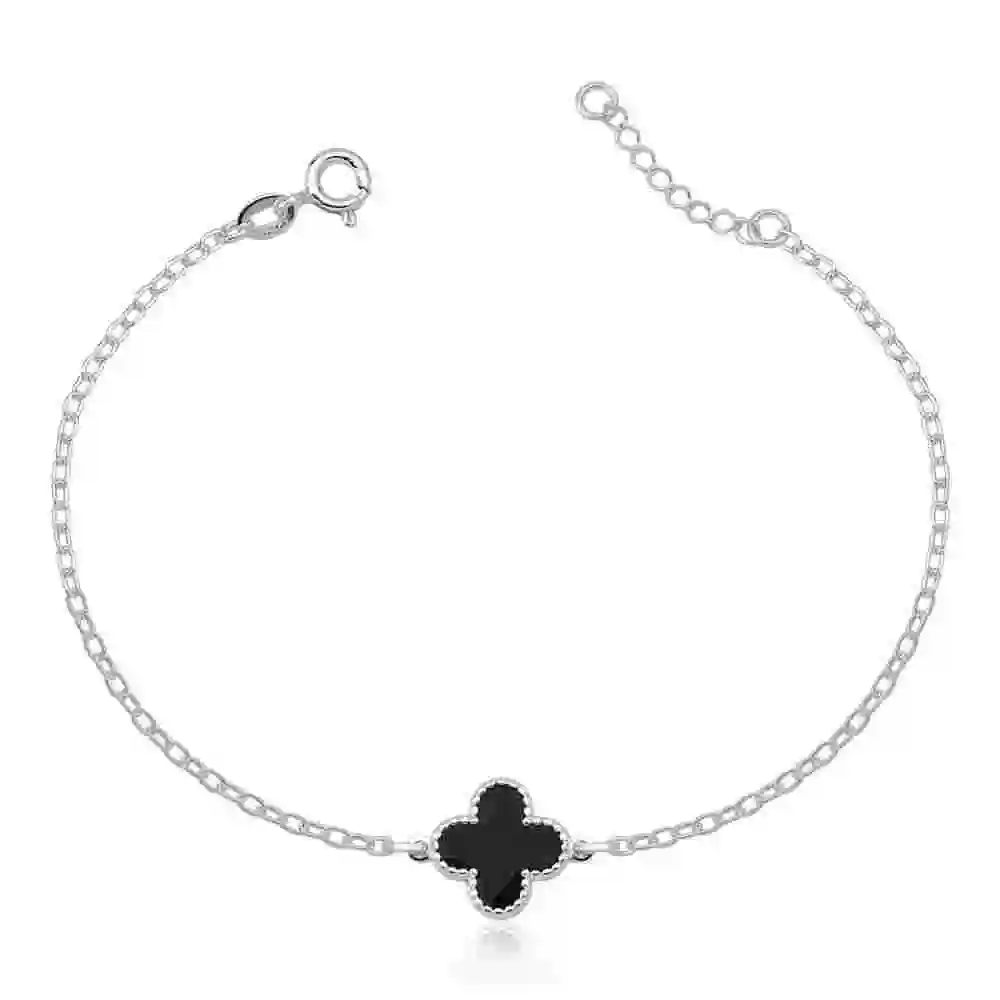 Produto Pulseira Feminina de Prata 925 Elo Cadeado e Trevo