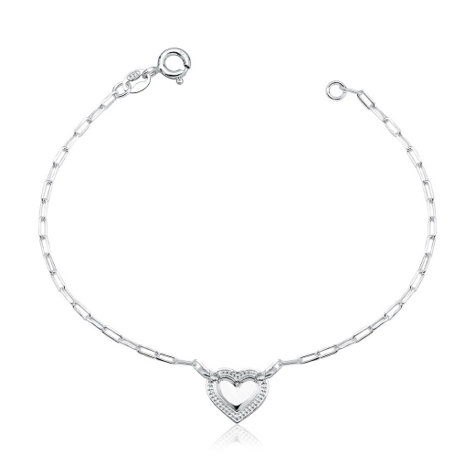 Produto Pulseira elo cartier coração detalhado - prata 925