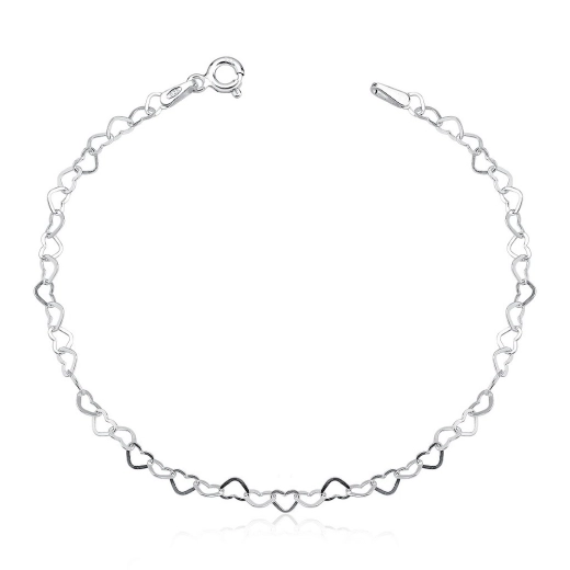 Produto Pulseira feminina de Prata 925 elo coração