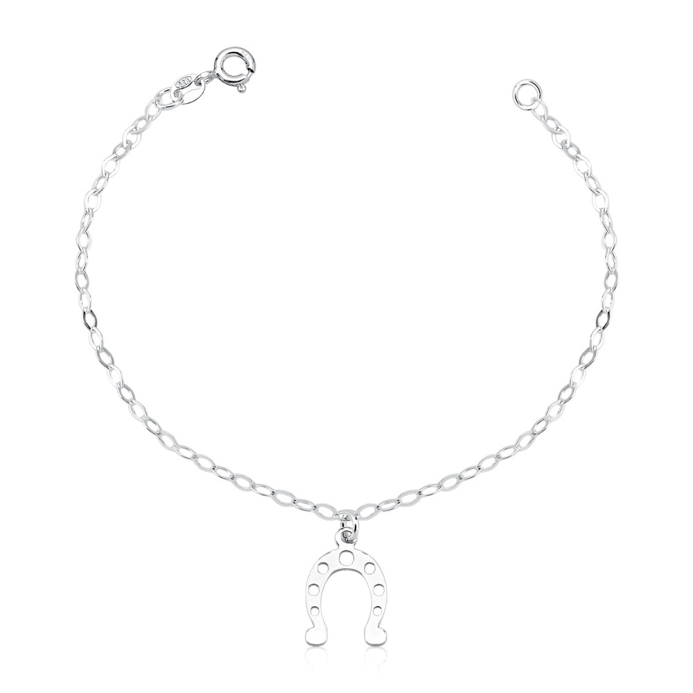 Pulseira Feminina de Prata 925 Ferradura de Cavalo pendente Produto Pulseira Feminina de Prata 925 Ferradura de Cavalo pendente
