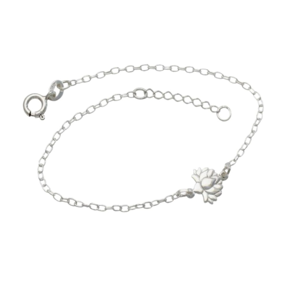 Produto Pulseira Feminina de Prata 925 Flor de Lótus