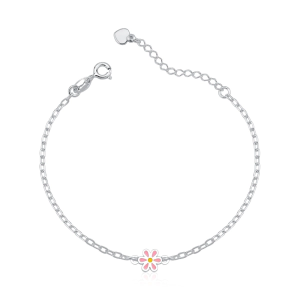 Produto Pulseira Feminina de Prata 925 Florzinha Resinada