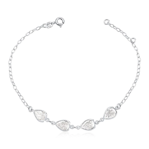 Produto Pulseira Feminina de Prata 925 Gotas com zircônias