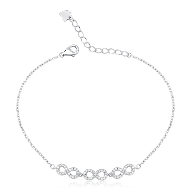 Produto Pulseira Feminina de Prata 925 Infinitos Cravejados
