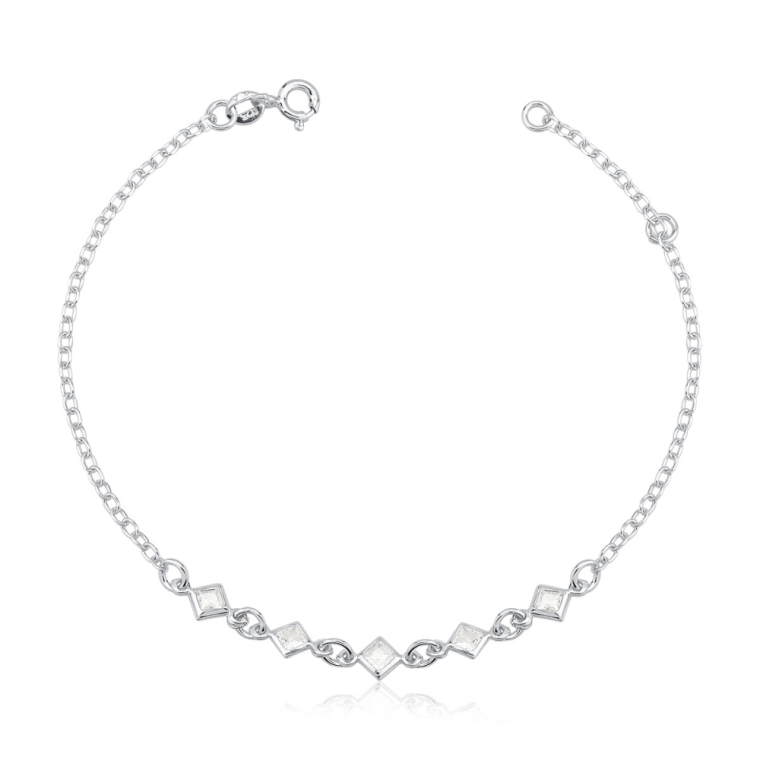 Pulseira Feminina de Prata 925 Losango com Zircônias Produto Pulseira Feminina de Prata 925 Losango com Zircônias