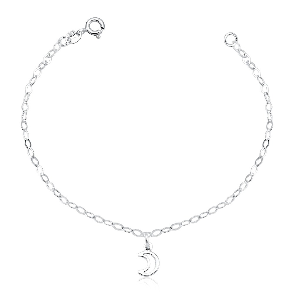 Pulseira Feminina de Prata 925 Lua Vazada pendente Produto Pulseira Feminina de Prata 925 Lua Vazada pendente
